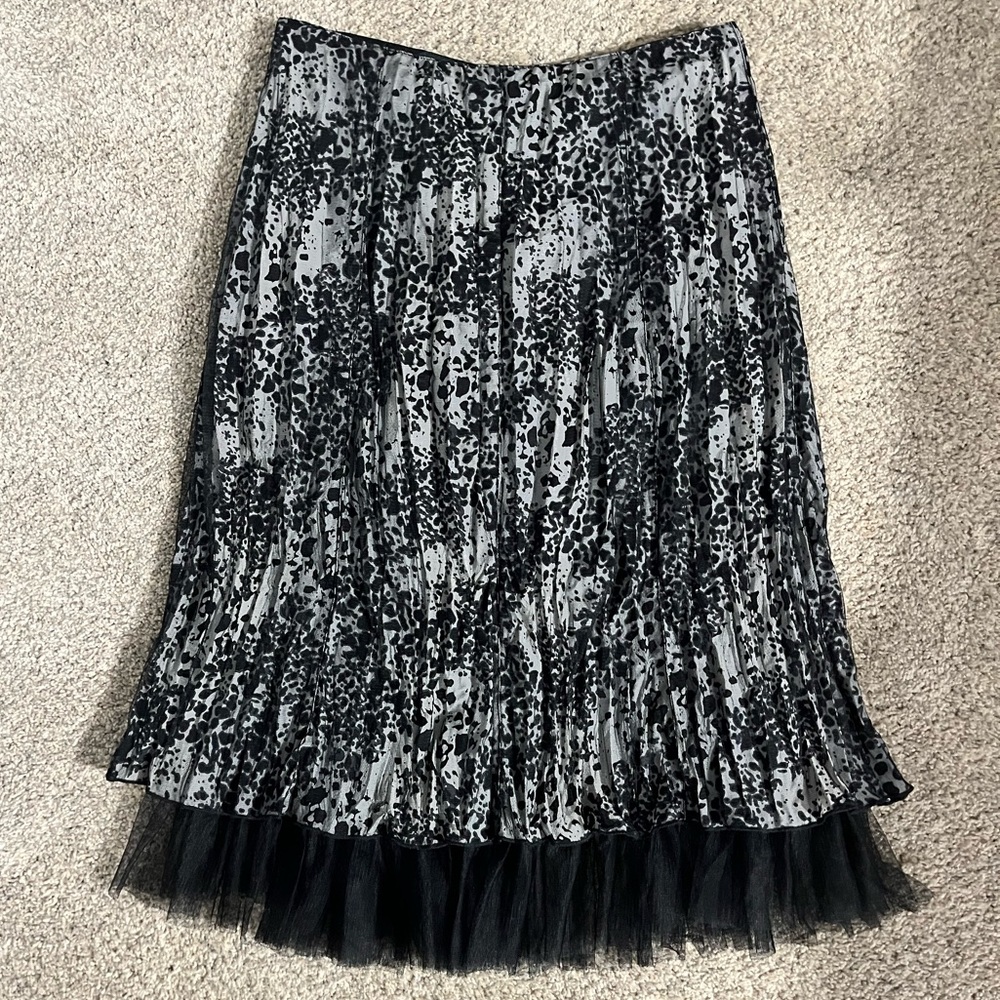 Black, White, and Grey Midi Pleated Work Skirt with Tool Lining!
